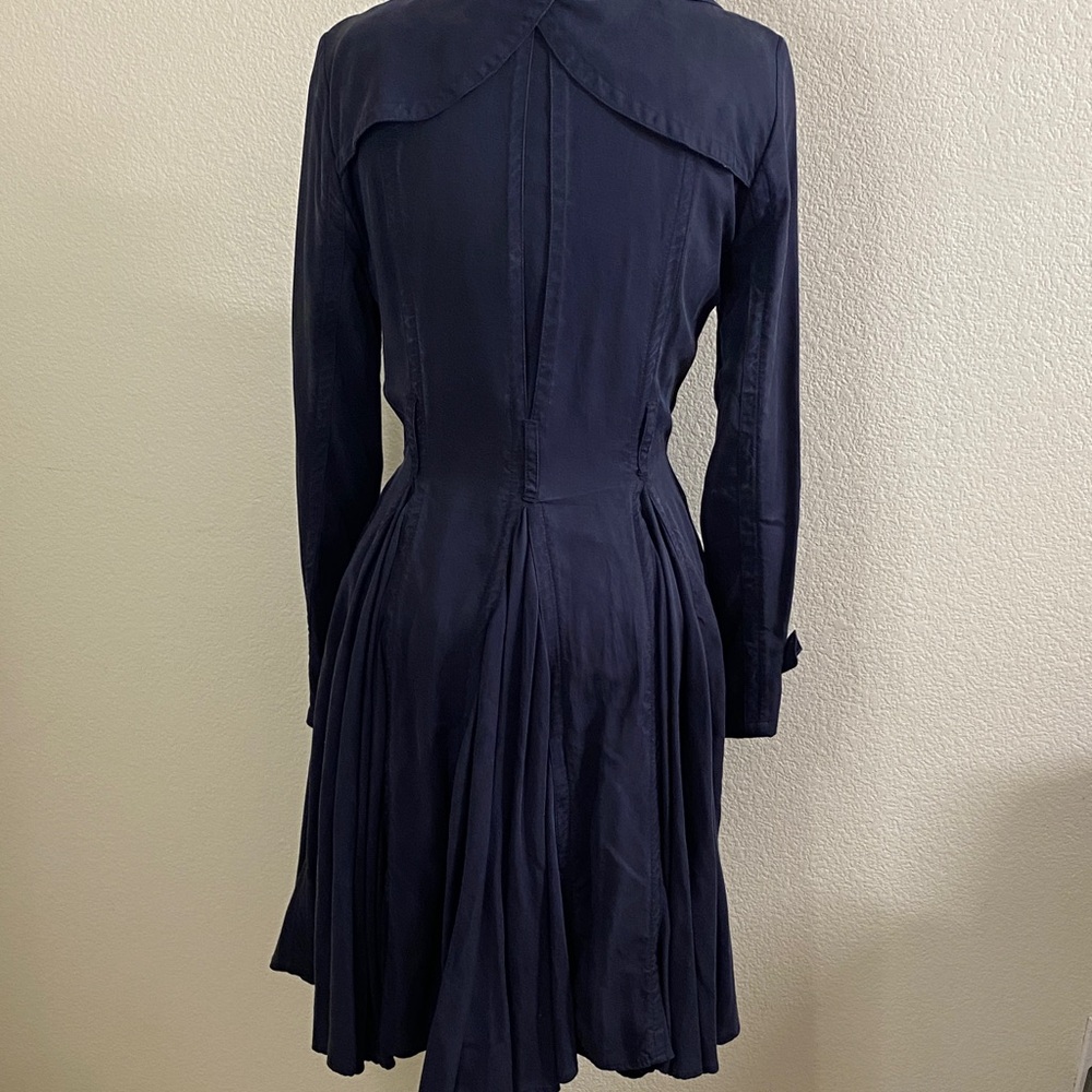 dRA for Anthropologie Navy‎ Double-Breasted Long Sleeve Trench Coat - Picture 5 of 7